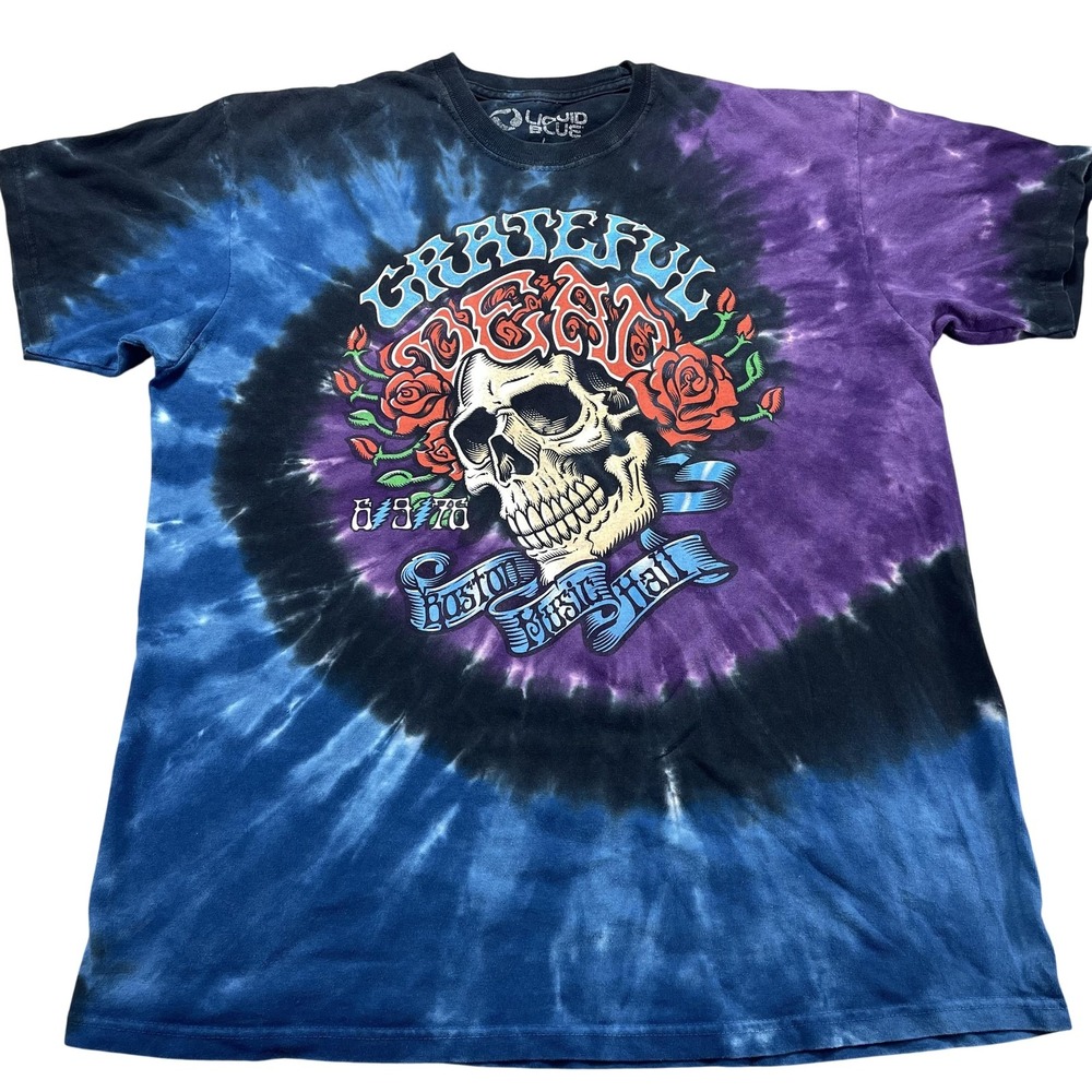 Liquid Blue Grateful Dead Shirt Mens Large Tie Dye Skull Boston Graphic Tee